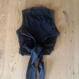 Lululemon Black Time to Restore Mock Neck Wrap Around Tie Tank Crop Top 6